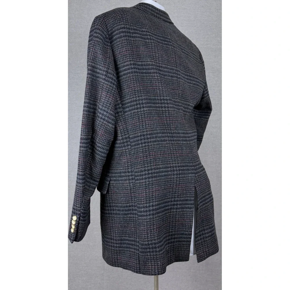 Austin Reed Jordan Marsh Mens 42R Wool Blazer Glen Plaid Grey Sport Coat Vintage